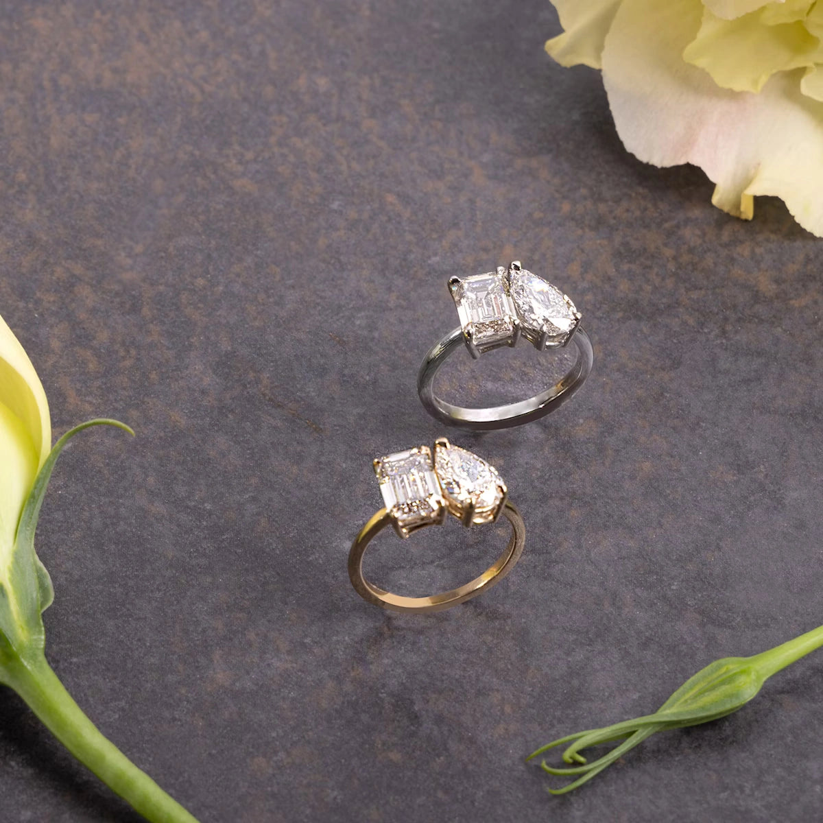 Tonglin Two Stone Diamond Ring in 14K Gold | Jewelry Manufacturers