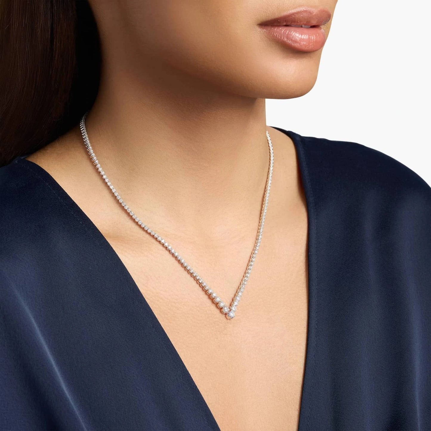 Tonglin V-Shaped Tennis Necklace – Stylish & Timeless Sparkle | Wholesale Jewelry
