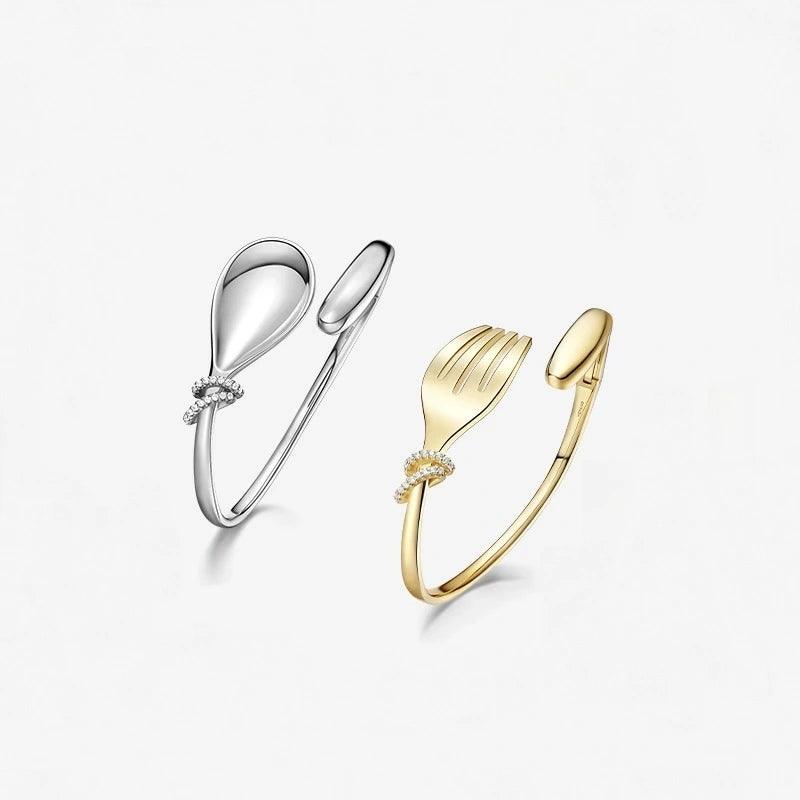Tonglin White Gold Spoon-Shaped Bangle – Dainty Gold Bracelet