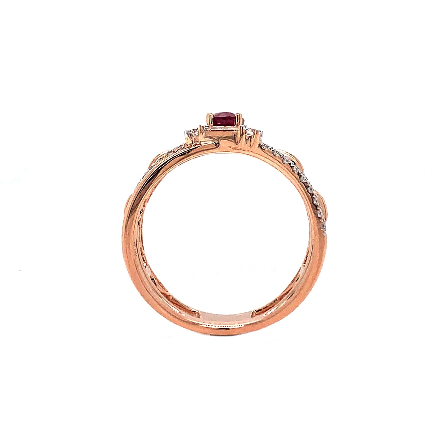 Tonglin Tonglin 18K Rose Gold Ring with Diamonds and Ruby - Jewelry Manufacture