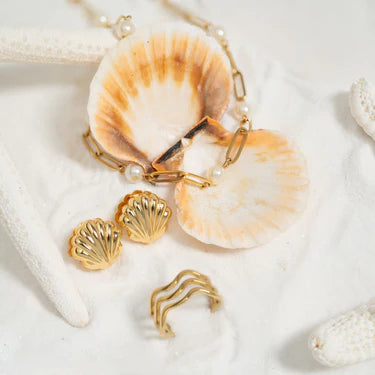 Tonglin Brass Shell Huggies Earrings - Jewelry Manufacturer