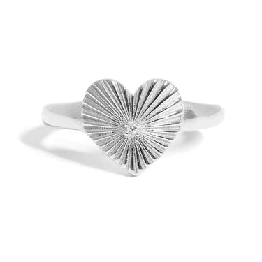Tonglin Stainless Steel Cubic Zirconia Sunburst Heart Ring - Jewelry Supplier