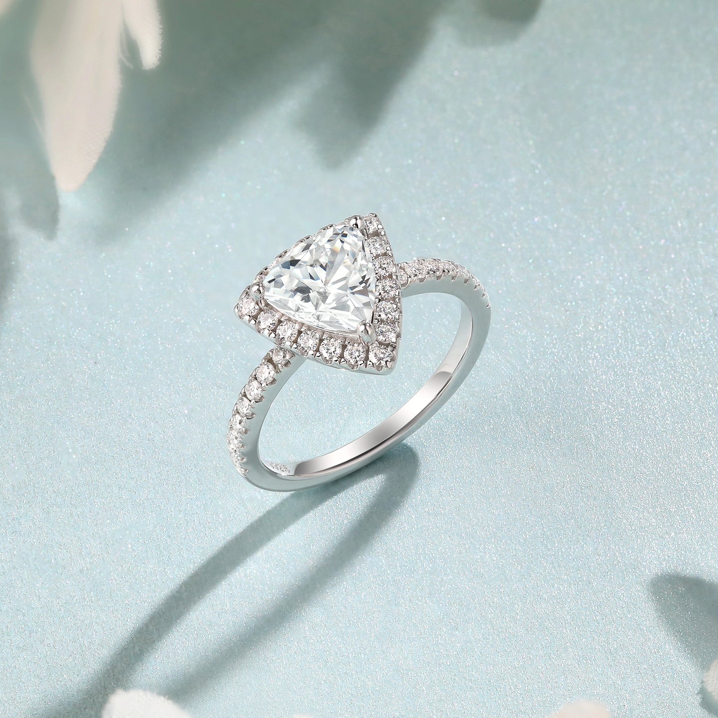 Tonglin Triangle Cut CZ Ring – Silver Engagement Rings