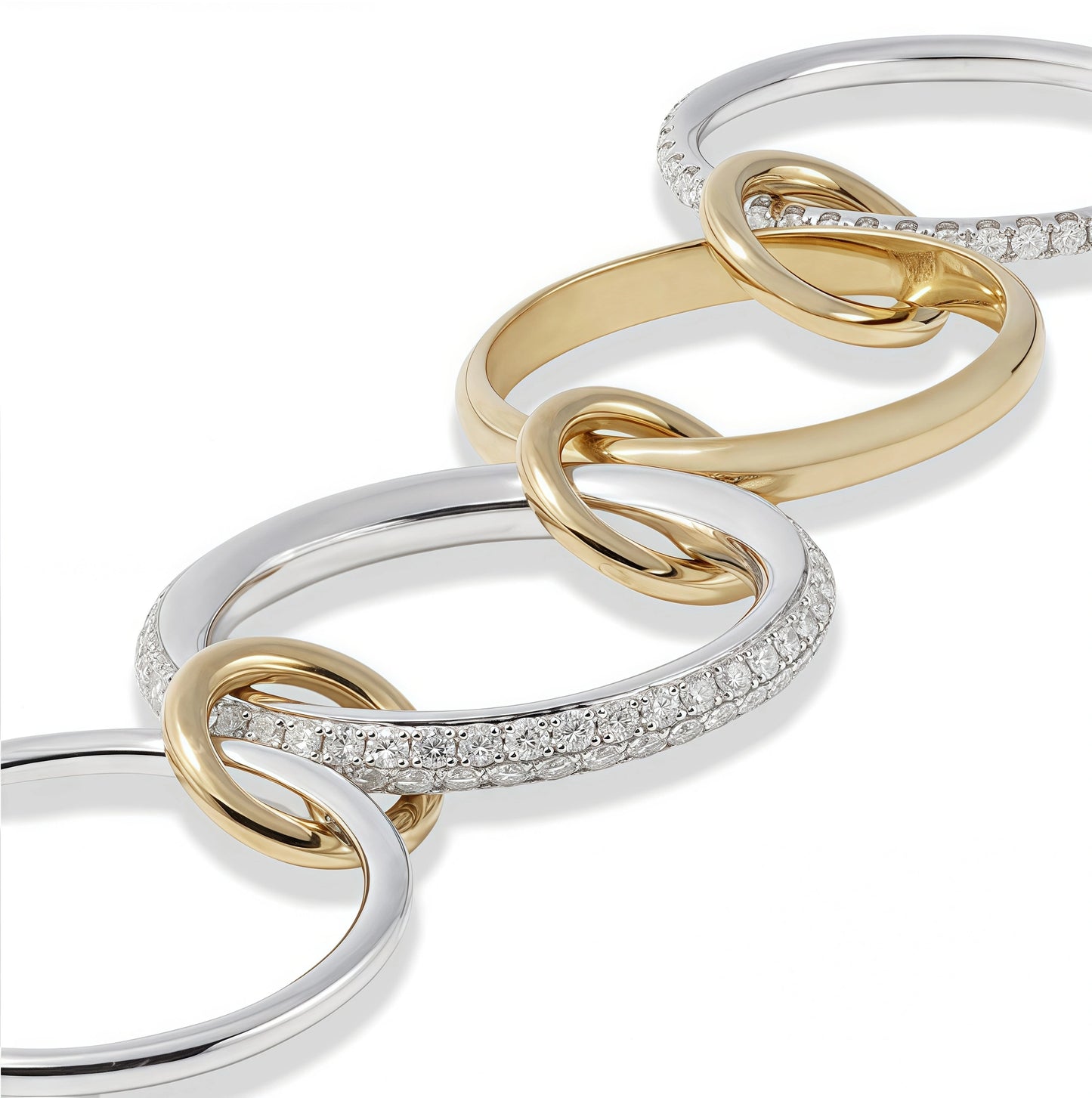 Tonglin Four Sterling Silver and 18K Gold Diamond Rings Sets - Jewelry Manufacture