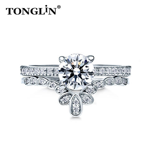 Tonglin Luxury engagement 925 rings wholesale custom made sterling silver rings manufacturer