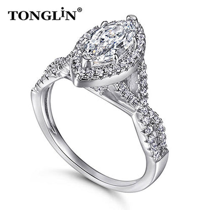 Tonglin custom made silver rings engagement ring fashion custom jewelry women 925 sterling silver ring manufacturer wholesale