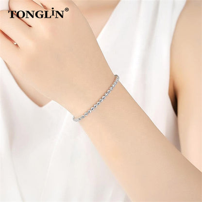 Tonglin High Quality Custom Silver Bracelets Vermeil Minimalist Large Cuff Sterling Silver Custom Charm Bracelets Wholesale