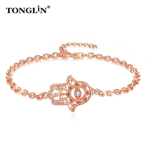 Tonglin New fashion customized bracelets for women crystal white gold plated factory jewelry sterling silver bangles design wholesale