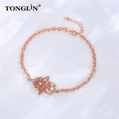 Tonglin New fashion customized bracelets for women crystal white gold plated factory jewelry sterling silver bangles design wholesale