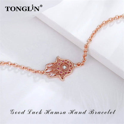 Tonglin New fashion customized bracelets for women crystal white gold plated factory jewelry sterling silver bangles design wholesale