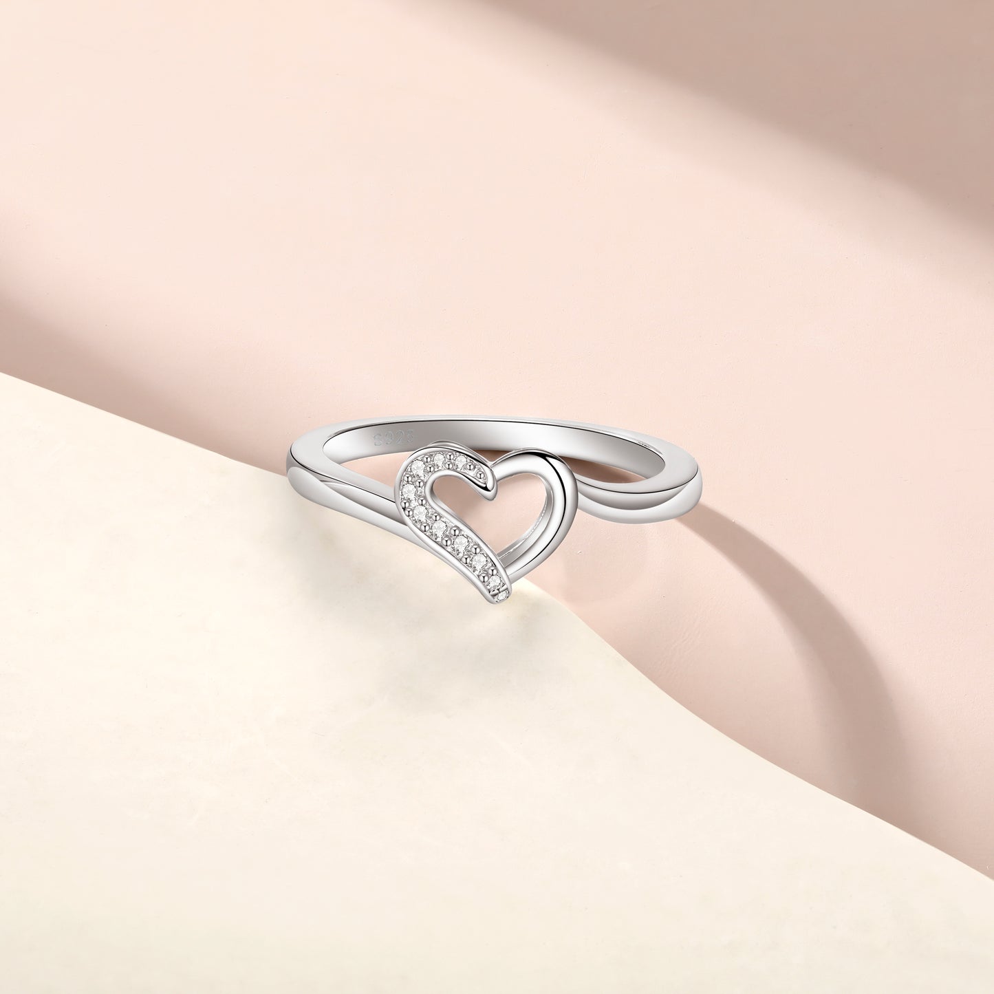 Tonglin Heart White Gold Ring for Women