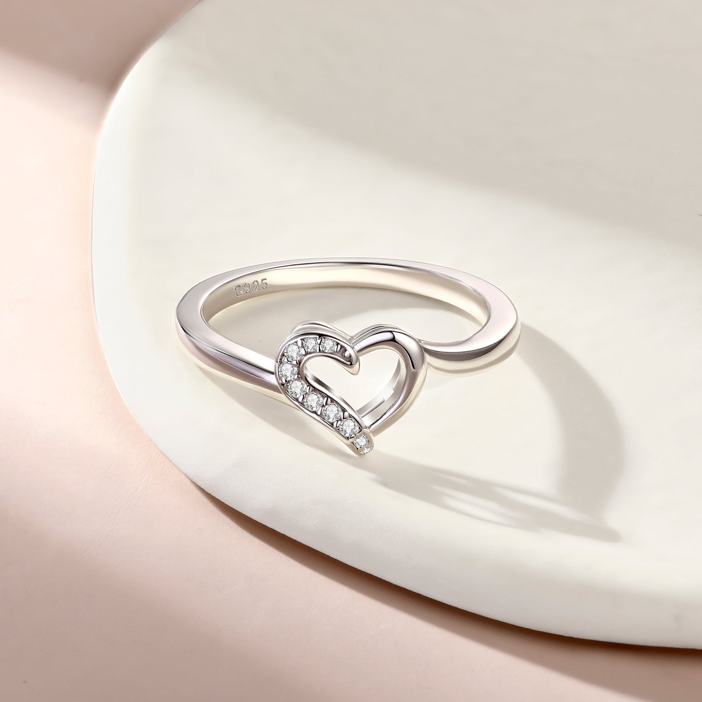 Tonglin Heart White Gold Ring for Women