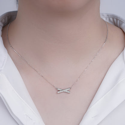 X Shape White Gold Necklace 18K White Gold 18K Gold Rose Gold