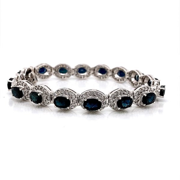 Tonglin Ladies Blue Sapphires and Diamonds Bracelet