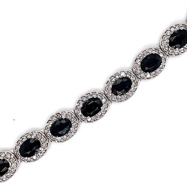 Tonglin Ladies Blue Sapphires and Diamonds Bracelet