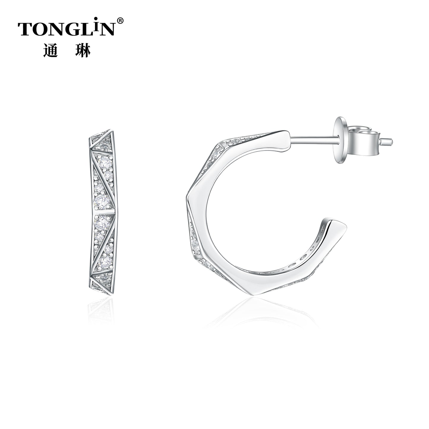 Tonglin Custom 18K Gold Irregular Diamond Earrings – Unique Design for Wholesale Jewelry Collections