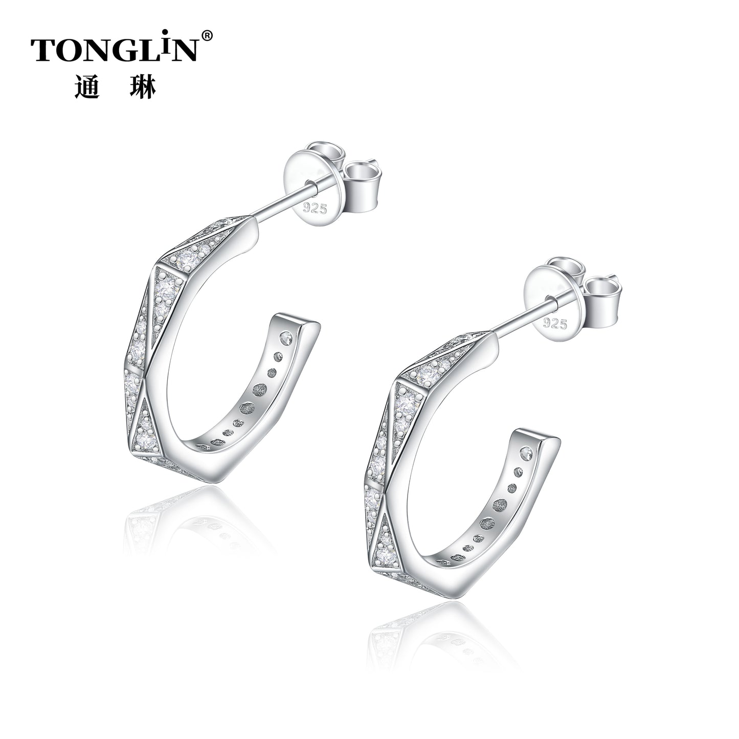 Tonglin Custom 18K Gold Irregular Diamond Earrings – Unique Design for Wholesale Jewelry Collections