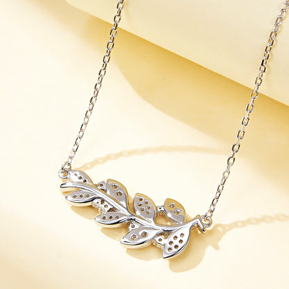 Leaf Shape White Gold Necklace