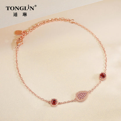 Tonglin 18K rose Gold ruby Bracelet