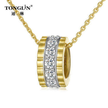 Tonglin Hoop Necklace 925 Sterling Silver With Cubic Zirconia for Women