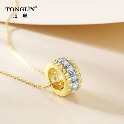 Tonglin Hoop Necklace 925 Sterling Silver With Cubic Zirconia for Women