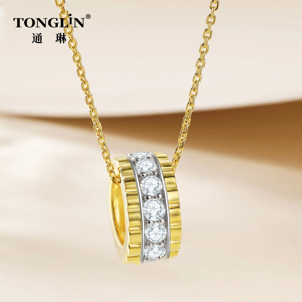 Tonglin Hoop Necklace 925 Sterling Silver With Cubic Zirconia for Women