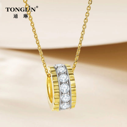 Tonglin Hoop Necklace 925 Sterling Silver With Cubic Zirconia for Women