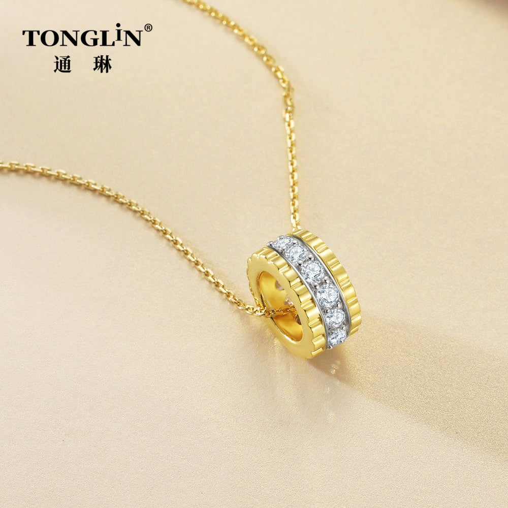 Tonglin Hoop Necklace 925 Sterling Silver With Cubic Zirconia for Women