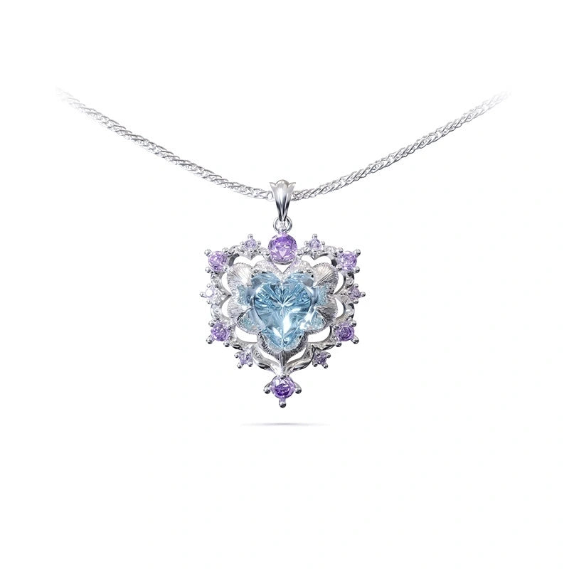 Tonglin Vintage Heart Holiday Zircon 925 Silver Necklace – Sterling Silver Necklaces Wholesale