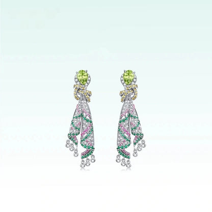 Tonglin  Silk-Inspired Gemstone 925 silver Earrings – Elegant Diamond-Accented Jewelry for Wholesale