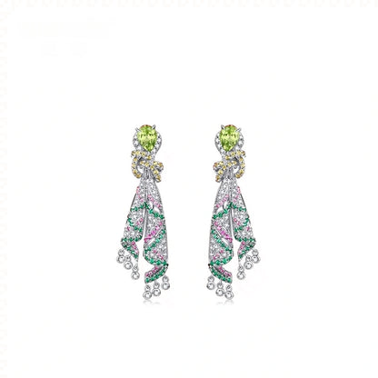 Tonglin  Silk-Inspired Gemstone 925 silver Earrings – Elegant Diamond-Accented Jewelry for Wholesale