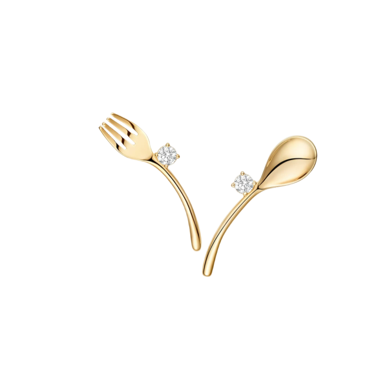 Tonglin Rose Gold Cutlery-Inspired Earrings – Unique Fork and Spoon Design for Wholesale