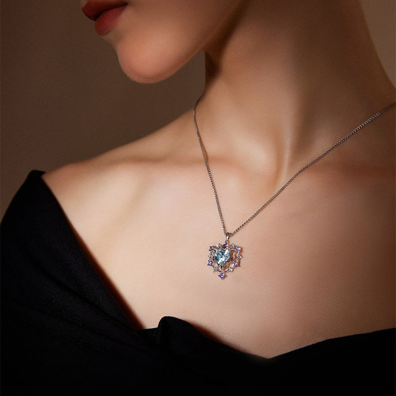 Tonglin Vintage Heart Holiday Zircon 925 Silver Necklace – Sterling Silver Necklaces Wholesale