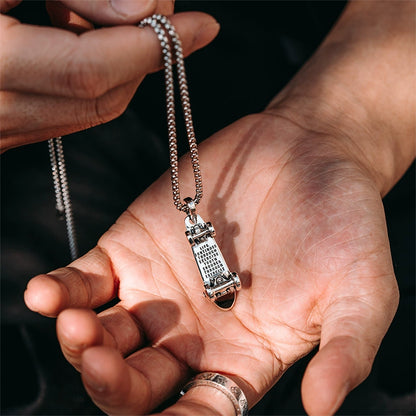 Tonglin Men's 925 Sterling Silver Skateboard Pendant Necklace  Unique Design for a Bold Statement