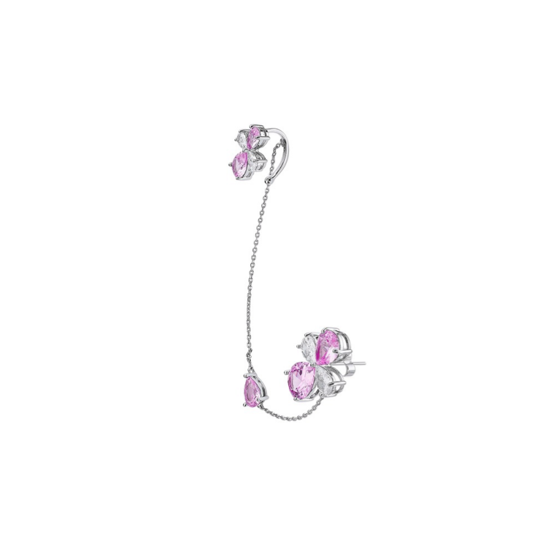 Tonglin Unique Flower Design 925 Silver Ear Cuff Earrings with Cubic Zirconia