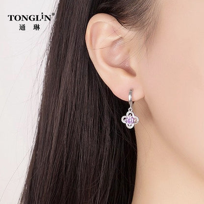 Tonglin Silver Jewelry Supplier Stylish 925 Silver Floral Drop Earrings