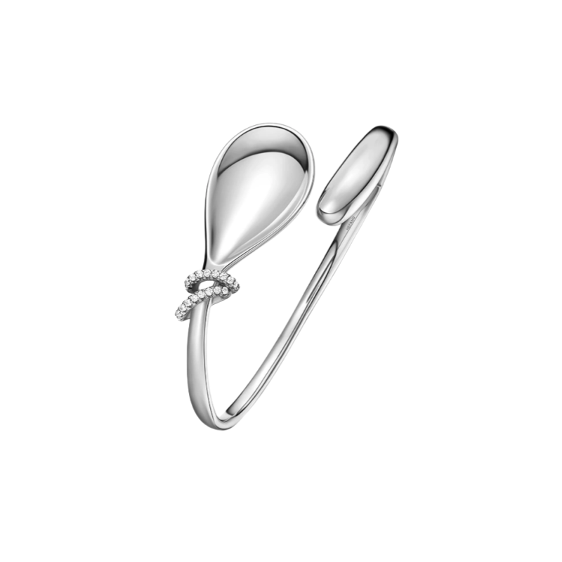 Tonglin White Gold Spoon-Shaped Bangle – Unique Design with Elegant Detailing for Wholesale