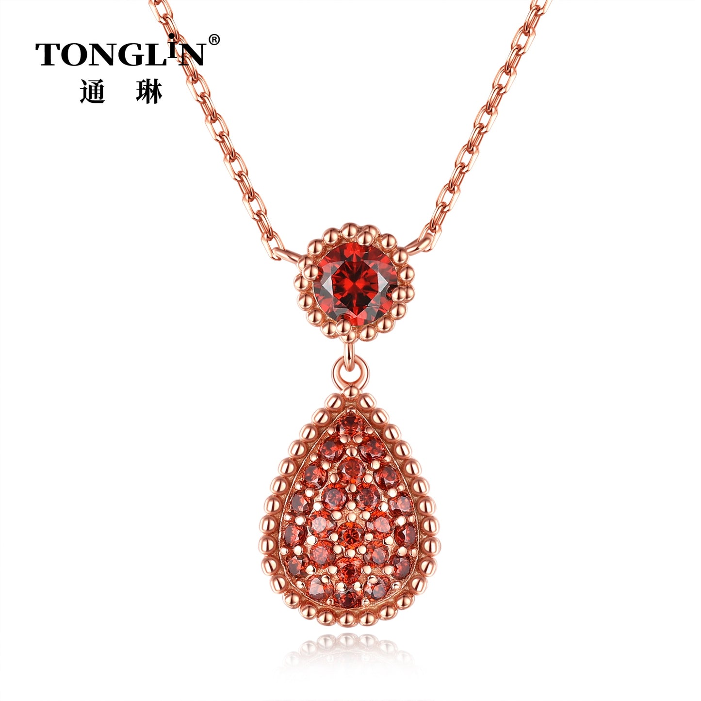 Tonglin 18K rose Gold drop Necklace