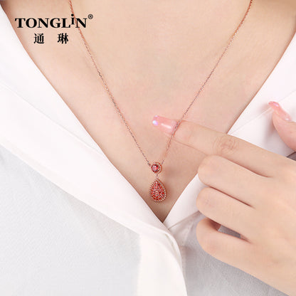 Tonglin 18K rose Gold drop Necklace