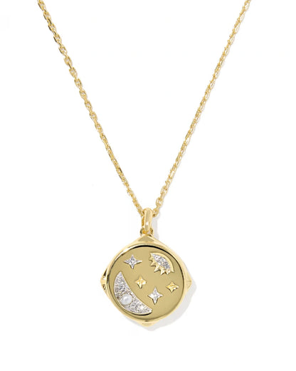 Tonglin Skye Celestial 18k Yellow Gold Vermeil Locket Pendant Necklace