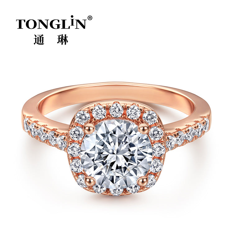 Tonglin Cheap Sterling Silver Round Cut cz Engagement Rings