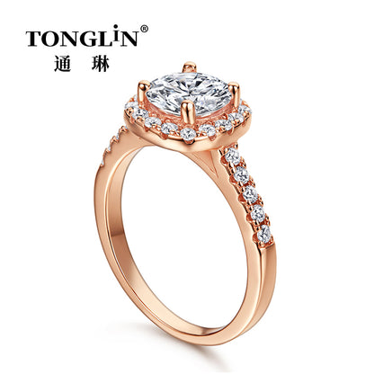 Tonglin Cheap Sterling Silver Round Cut cz Engagement Rings