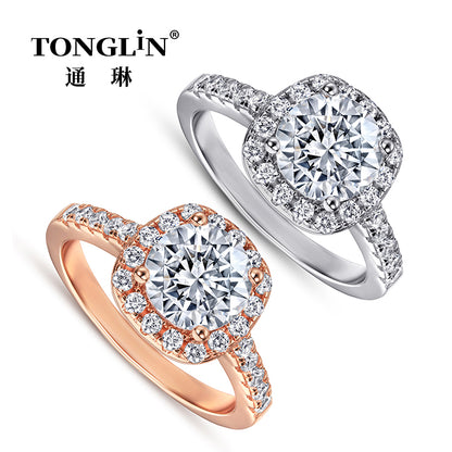 Tonglin Cheap Sterling Silver Round Cut cz Engagement Rings