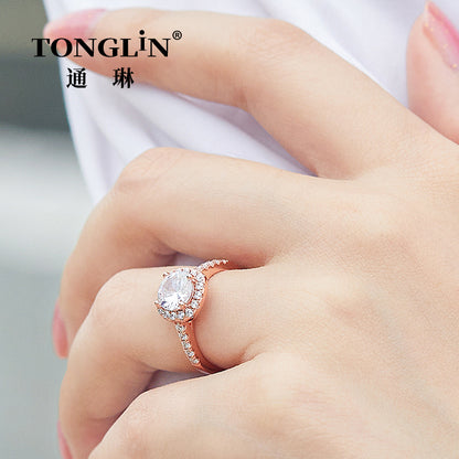 Tonglin Cheap Sterling Silver Round Cut cz Engagement Rings