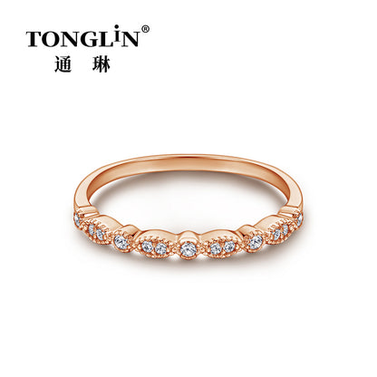 Tonglin Hot Sale Lace Micro-inlaid Zircon Silver Ring For Women