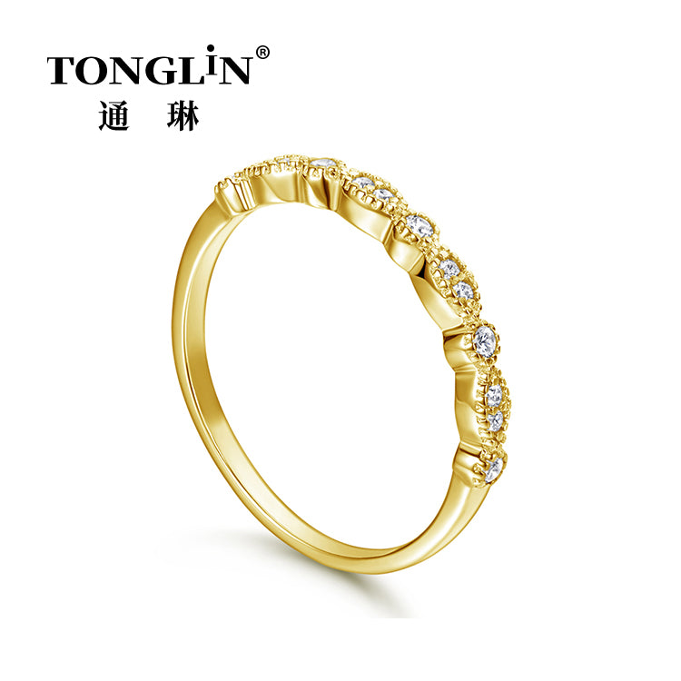 Tonglin Hot Sale Lace Micro-inlaid Zircon Silver Ring For Women