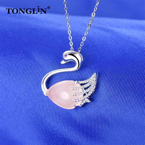 Tonglin Elegant Diamond customized silver chains custom made silver necklace silver pendant set