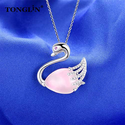 Tonglin Elegant Diamond customized silver chains custom made silver necklace silver pendant set