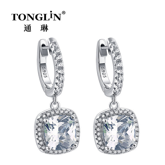 Tonglin Stylish Silver cz Hoop And Drop Earrings For Women