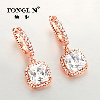 Tonglin Stylish Silver cz Hoop And Drop Earrings For Women